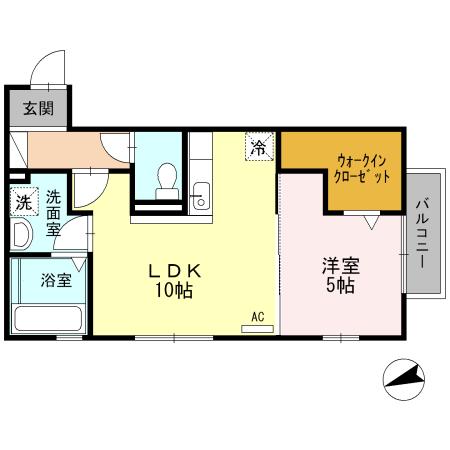 FONTANA(1LDK/2階)の間取り写真