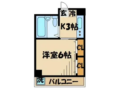 三ツ木コーポ富士見台(1K/2階)の間取り写真