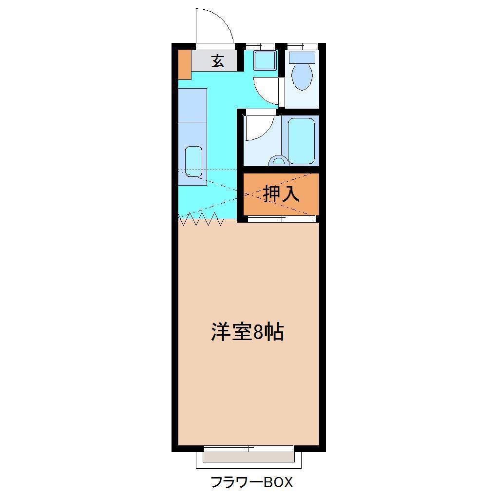 ロイヤルシャトーメイプル(1K/2階)の間取り写真