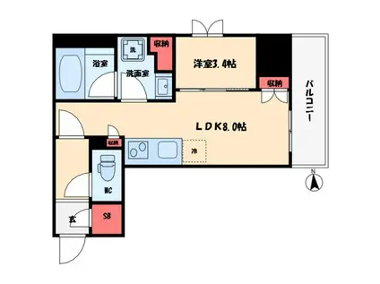 ルフォンプログレ堺筋本町タワーレジデンス(1LDK/7階)の間取り写真
