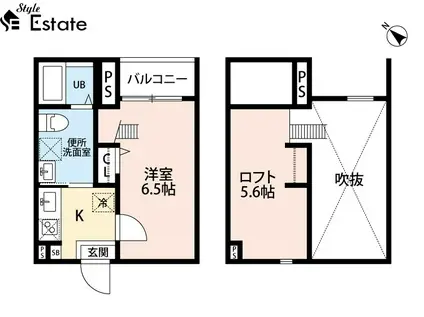 クレスト新富(1SK/1階)の間取り写真