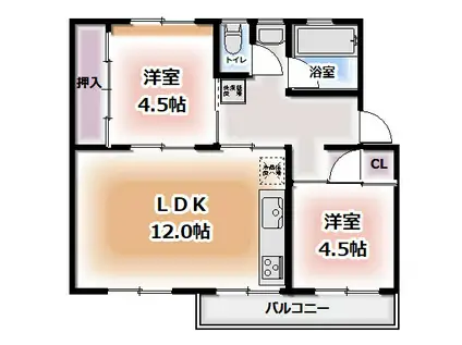 地下鉄御堂筋線 北花田駅 徒歩10分 5階建 築56年(2LDK/2階)の間取り写真
