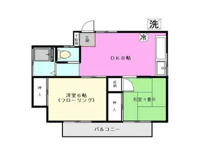 サンハウス(2DK/2階)の間取り写真