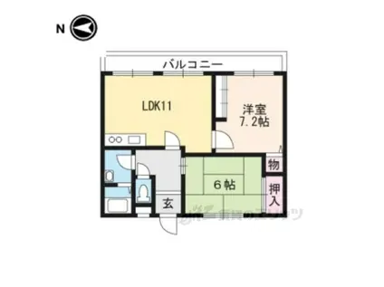 レイティー西大津3号館(2LDK/4階)の間取り写真