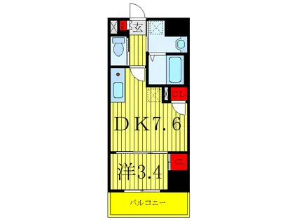 アクシーズタワー川口VIII(1DK/1階)の間取り写真