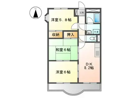 ティアラ21(3DK/2階)の間取り写真