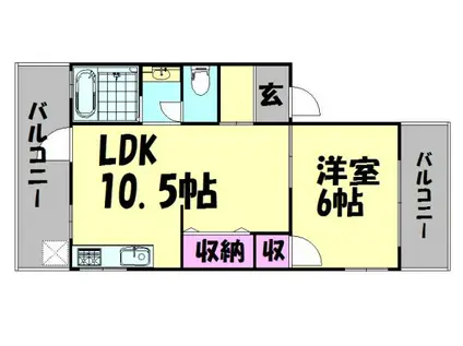 丸清マンション(1LDK/2階)の間取り写真