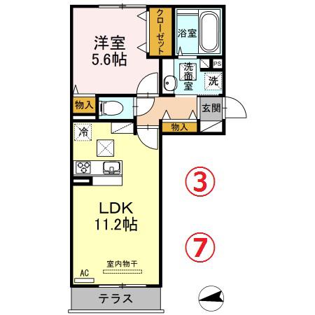LSY 57(1LDK/2階)の間取り写真