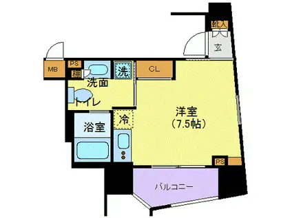 メイクスデザイン南青山(ワンルーム/5階)の間取り写真