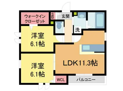 リ・ブロン甲子園(2LDK/2階)の間取り写真