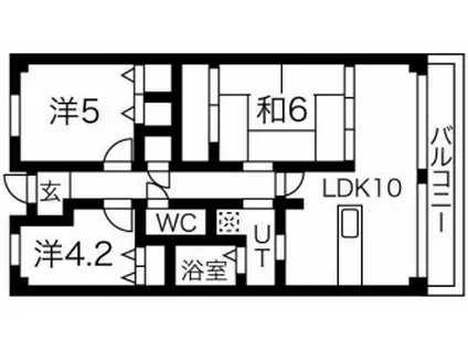 パセオ清荒神(2LDK/9階)の間取り写真