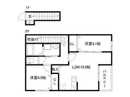 大和町吉岡アパート(2LDK/1階)の間取り写真