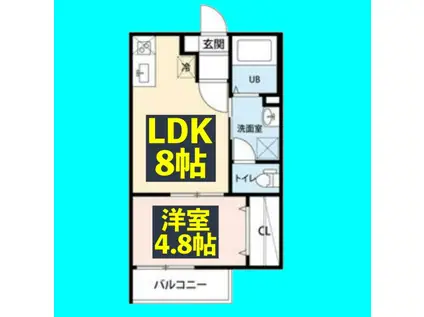 FREEHAND八田(1LDK/1階)の間取り写真