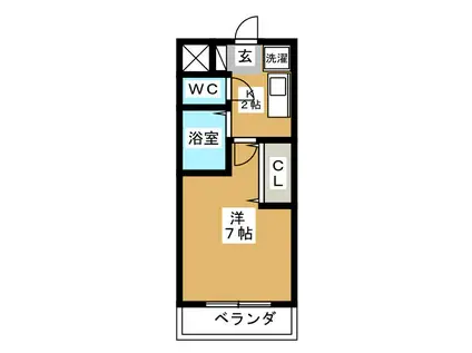 エクセル貴多川第7(1K/3階)の間取り写真