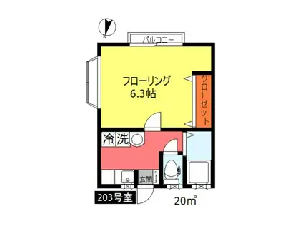 プルミエール(1K/2階)の間取り写真