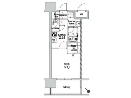 エンクレスト博多LIBERTY(1K/9階)の間取り写真