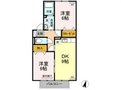 ECO-レジデンスモア C棟(2DK/2階)の間取り写真