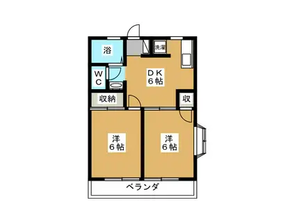 ボナールオカダII(2DK/1階)の間取り写真