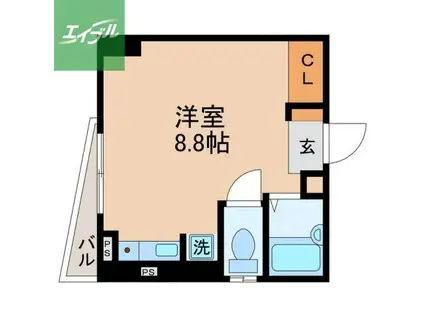 フリーダム平野(ワンルーム/3階)の間取り写真