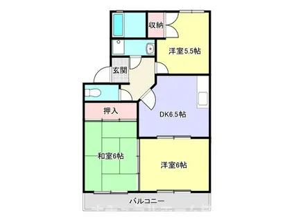 ヴェルデ・ジャルディーノA(3DK/2階)の間取り写真