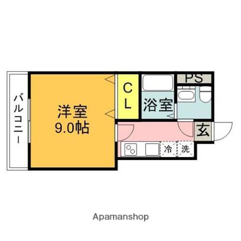 エストゥーディオ友丘(1K/2階)の間取り写真