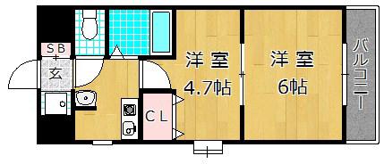 Mプラザ津田駅前十番館(2K/6階)の間取り写真