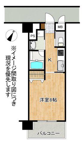 PARADISO大津B棟(1K/7階)の間取り写真