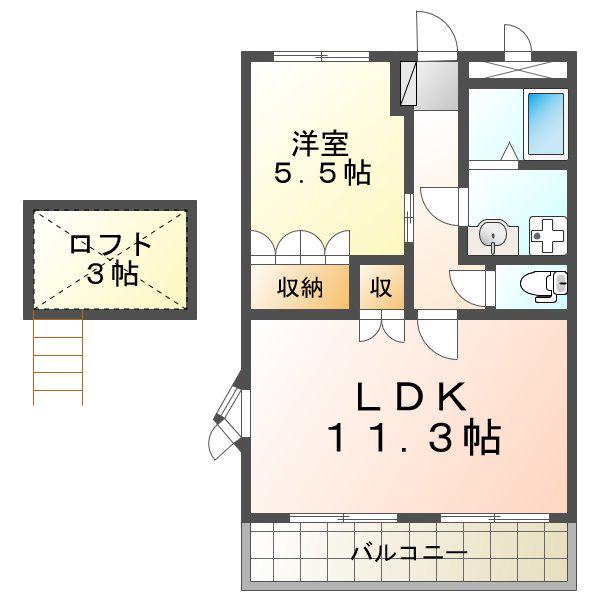 ELISE(1LDK/2階)の間取り写真