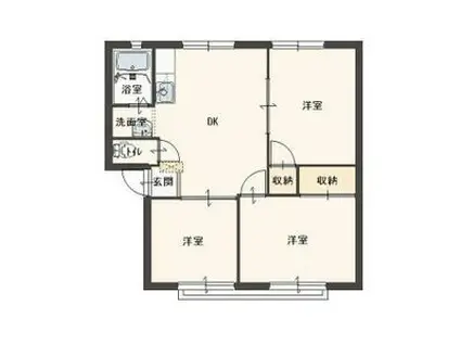 ハーモニーハイツII(3DK/1階)の間取り写真