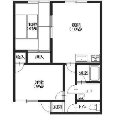 ユピテル参番館(2LDK/2階)の間取り写真