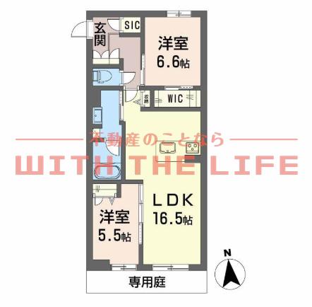 シャーメゾンレジデンス夜明(2LDK/1階)の間取り写真