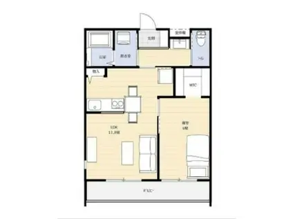 MAISON DE CHAMBRE(1LDK/1階)の間取り写真