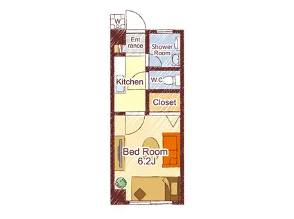 リルームス中津留(1K/2階)の間取り写真