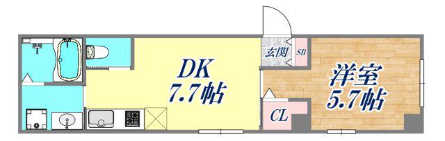 スカイハイツ(1DK/1階)の間取り写真