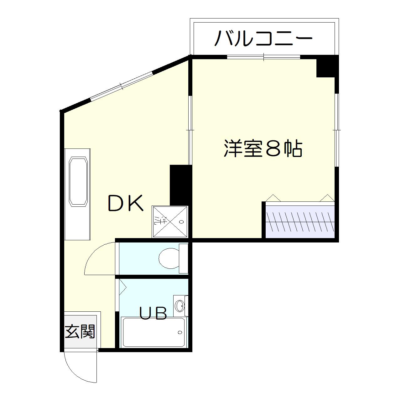 ゼブラビル(1DK/4階)の間取り写真