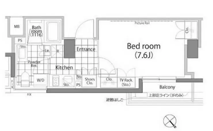 パークハビオ中目黒 3階階 間取り