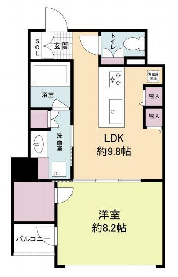 RIDGE北堀江(1LDK/5階)の間取り写真