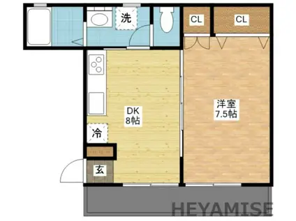 メゾンド文教(1DK/1階)の間取り写真