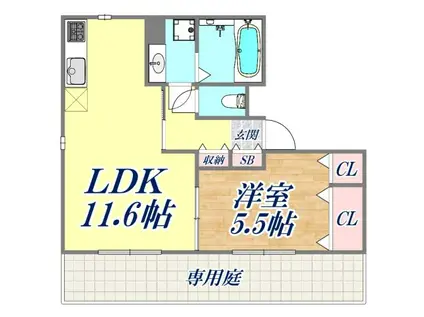 神戸6番館(1LDK/1階)の間取り写真