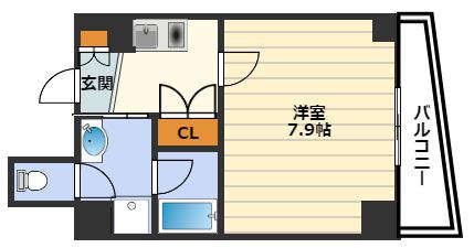ウィンベル同心一丁目(1K/3階)の間取り写真