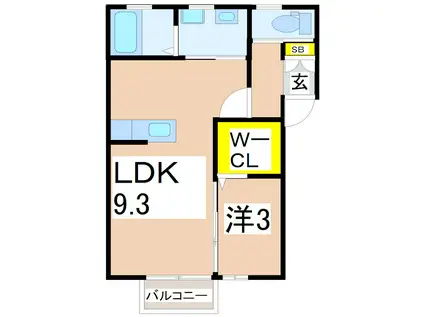 グレイス宮之城 A棟(1LDK/2階)の間取り写真