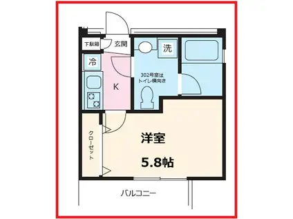 グリーンヴィレッジ尾久(1K/3階)の間取り写真