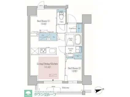 アーバネックス北上野(2LDK/13階)の間取り写真