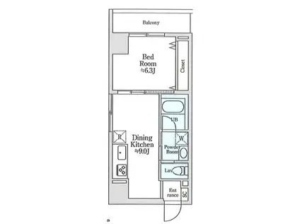 シュワーブパレ(1DK/6階)の間取り写真