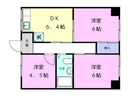 マンション若草(3DK/3階)の間取り写真