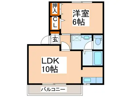 アイビー(1LDK/1階)の間取り写真