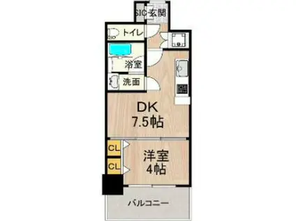 プレジオ神戸ウエスト(1DK/3階)の間取り写真