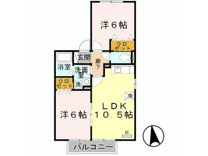 クローバーII(2LDK/2階)の間取り写真