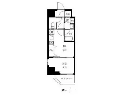 グランジット蔵前(1DK/6階)の間取り写真