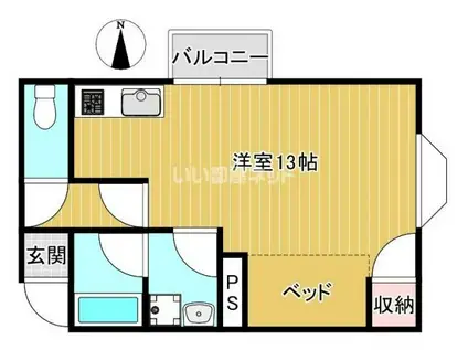ケイズハウス(ワンルーム/1階)の間取り写真